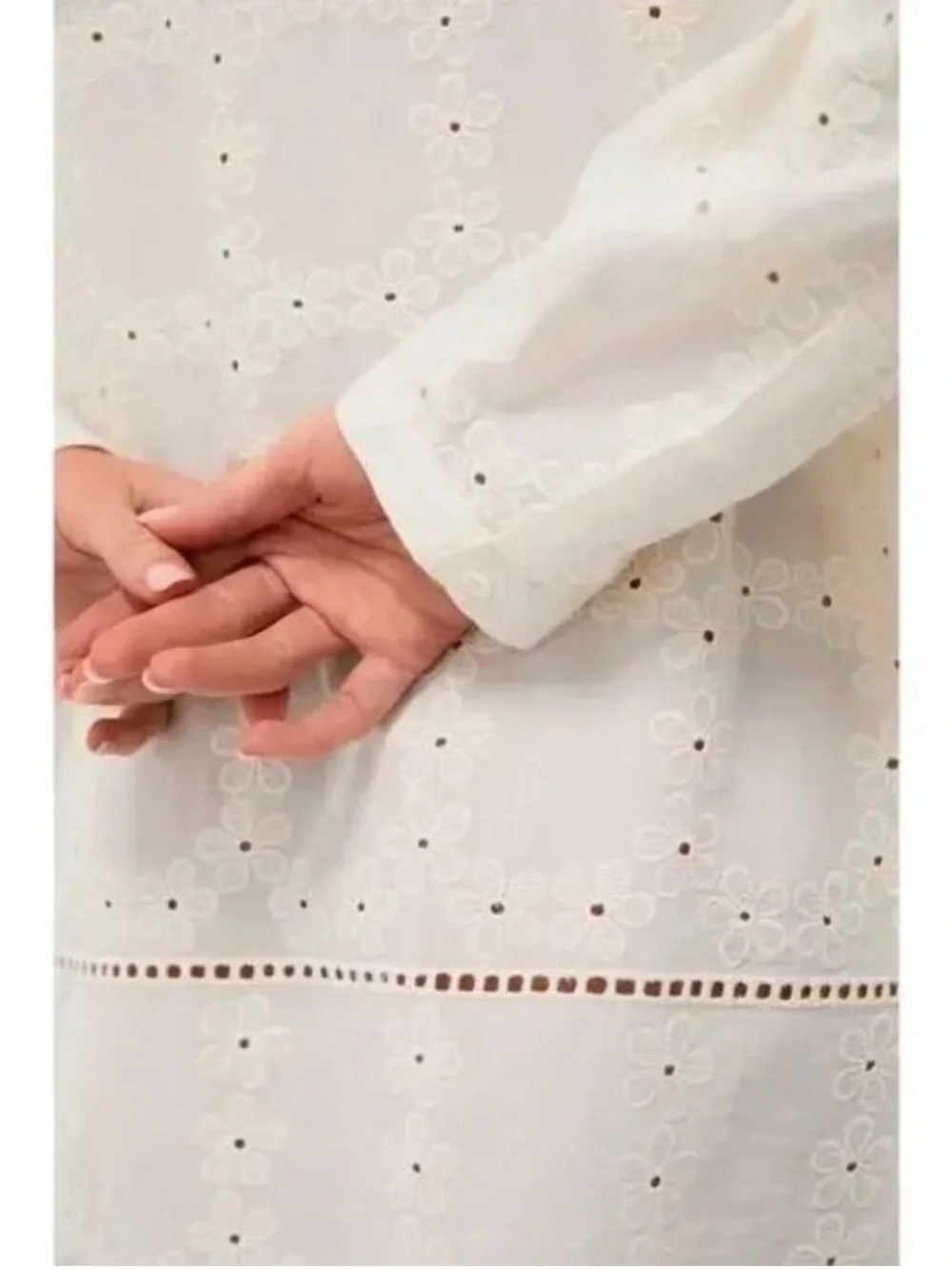 Tuckernuck Eyelet Tunic Dress in Cream by Hyacinth House - Picture 4 of 7